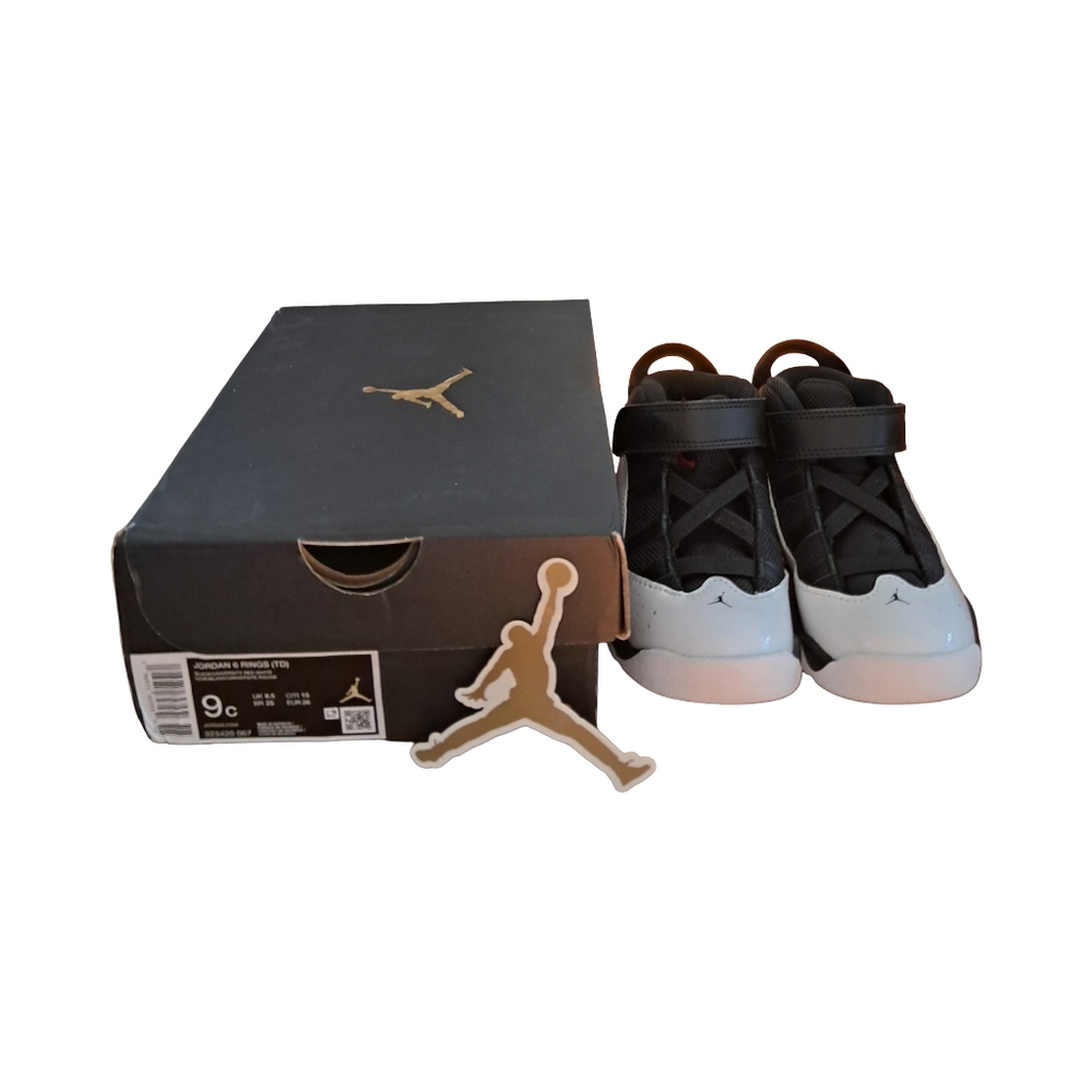 Jordan 6 Rings (TD) New With Box Shoes Sneakers Size 9C Black Red White - Picture 10 of 11